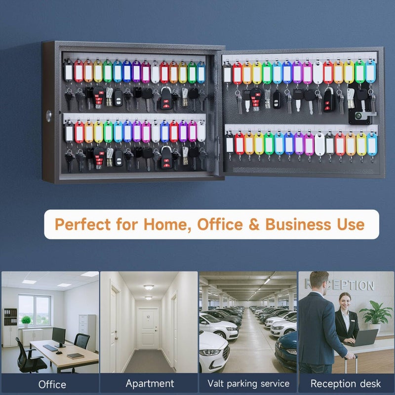 WeHere Smart Key Lock Box, Wall Mounted Key Cabinet with 60 Key Tags, Bluetooth App Control, OTP & Password Unlock, Wi-Fi Remote Unlock (Bridge Required), Steel Key Safe for Office Home Business - Image 5